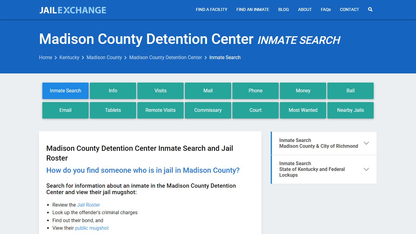 Madison County Detention Center Inmate Search - Jail Exchange